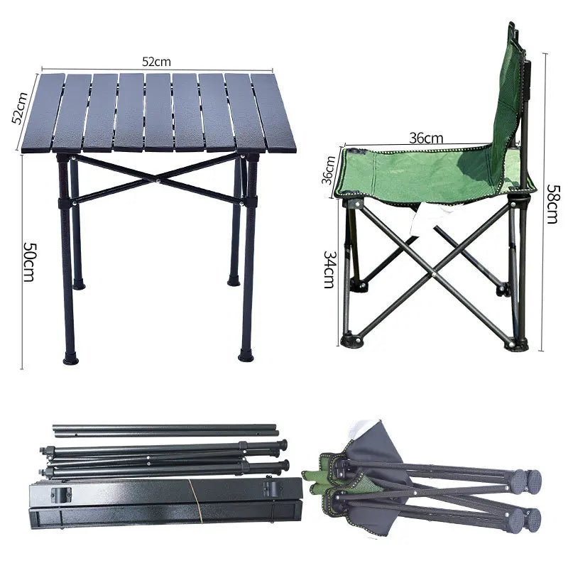 Mini Foldable Aluminium Table & 4 Chairs Set for Outdoors - Lightweight & Portable with Carrying Bag