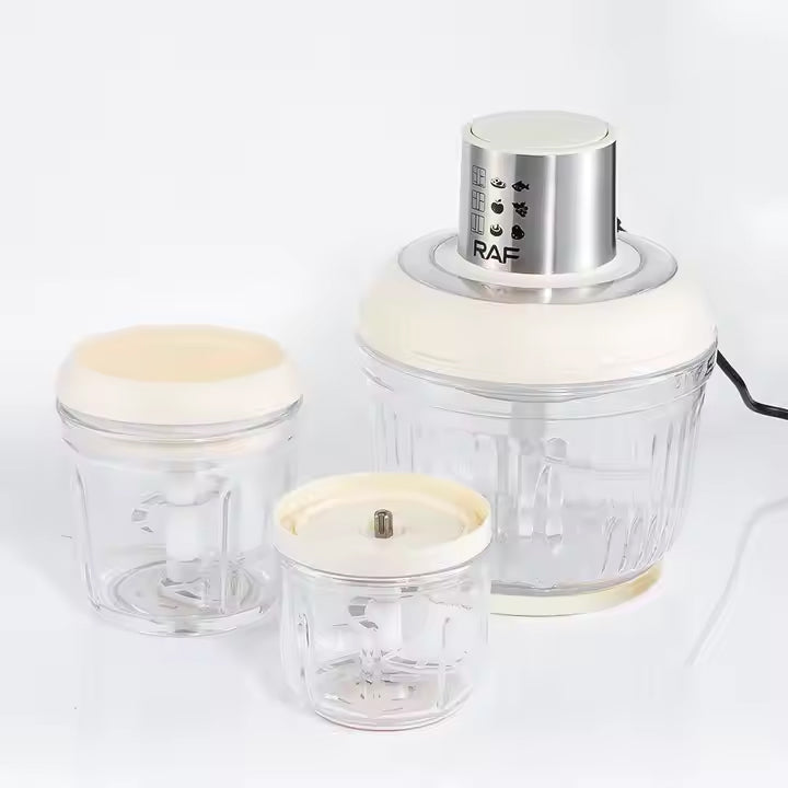 RAF 3-in-1 Multifunctional Food Processor, Blender & Chopper - 300W - 0.5L + 1L + 2.5L Capacity