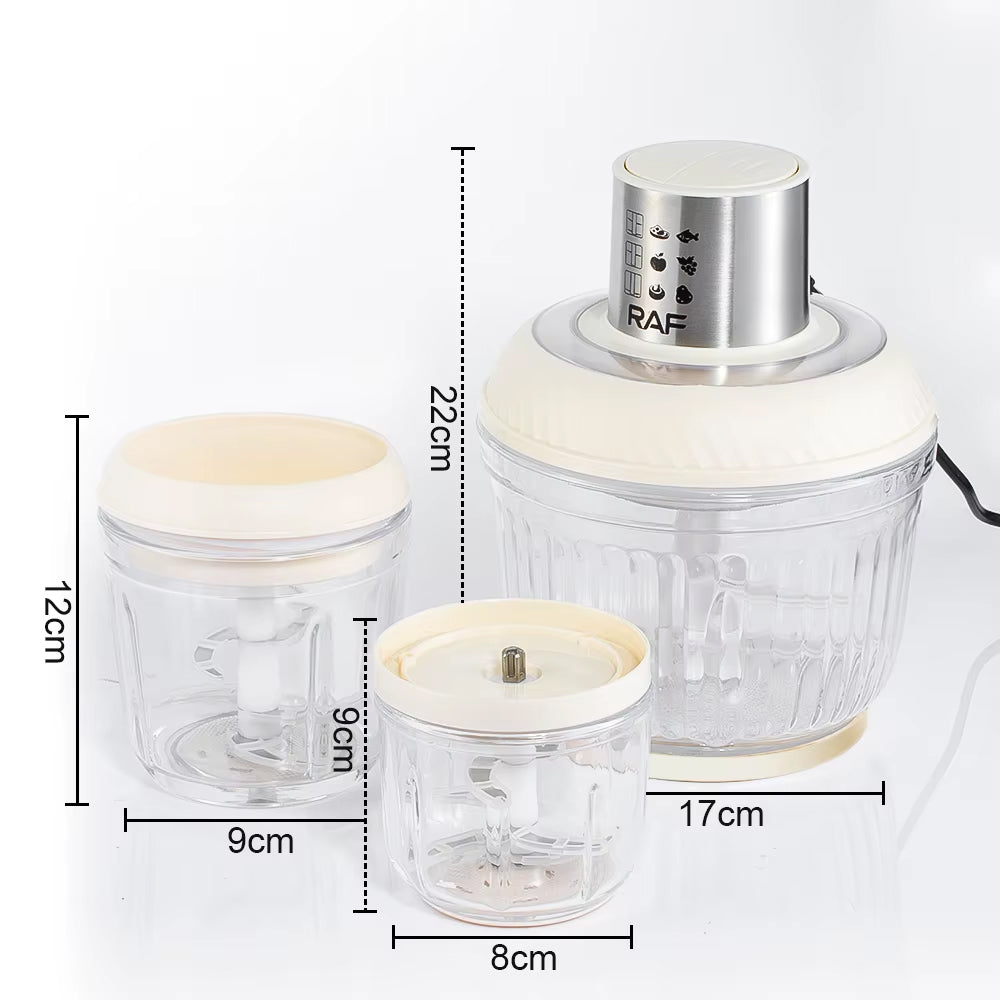 RAF 3-in-1 Multifunctional Food Processor, Blender & Chopper - 300W - 0.5L + 1L + 2.5L Capacity