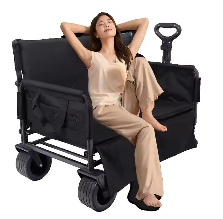 2-in-1 Heavy-Duty Outdoor Folding Wagon Cart & Seat for Multipurpose Usage