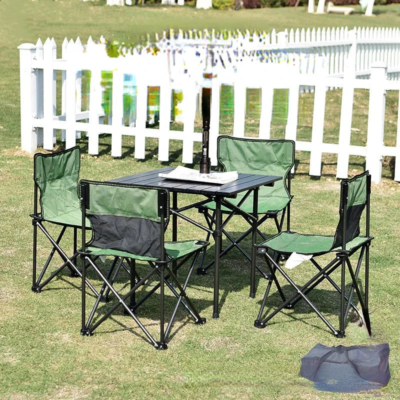 Mini Foldable Aluminium Table & 4 Chairs Set for Outdoors - Lightweight & Portable with Carrying Bag
