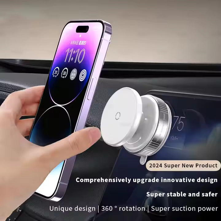360° Rotatable Magnetic Phone Holder with Strong Vacuum Suction Cup & Universal Compatibility for Car, Desk & Gym