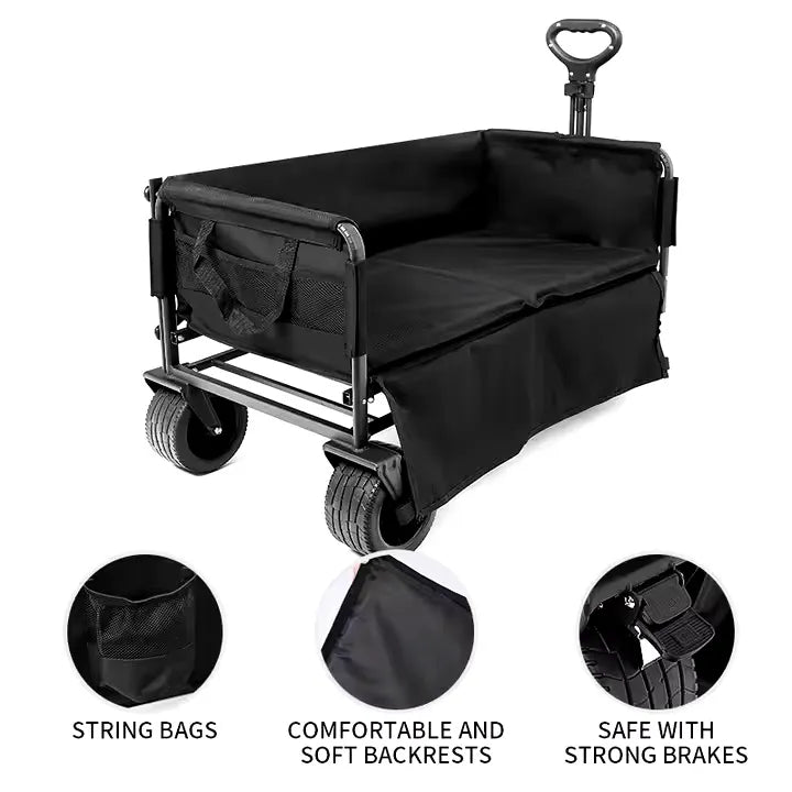 2-in-1 Heavy-Duty Outdoor Folding Wagon Cart & Seat for Multipurpose Usage