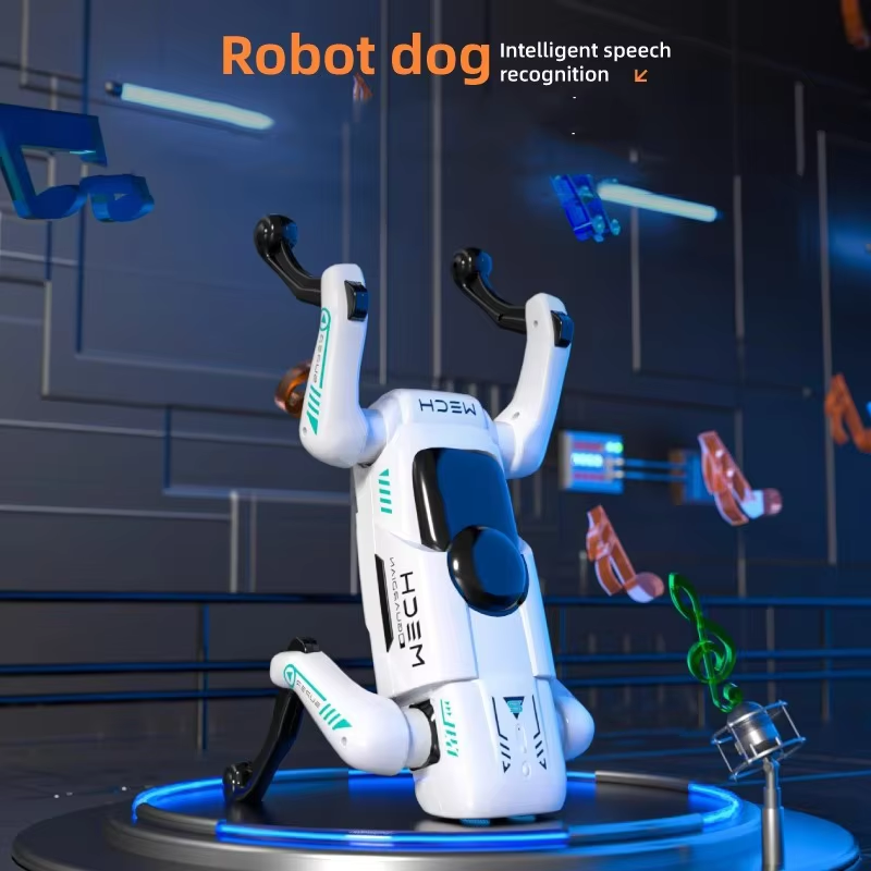 Mech Guardian Intelligent RC Robot Dog Toy with Water Bomb Launcher, LED Eyes, Dancing, and Educational Modes - Rechargeable & Mobile App Controllable