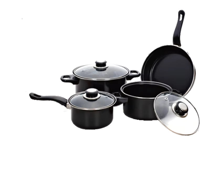 13-Piece Non-Stick Metal Cookware Set with Tempered Glass Lids, Comfort-Grip Handles & Eco-Friendly Coating – Sizes from 14 cm to 22 cm