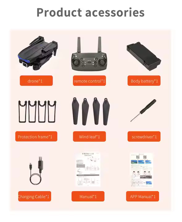 Smart RC Drone with Foldable Design, Dual 4K HD Cameras, Gesture Control, 360° Obstacle Avoidance & LED Flight Lighting