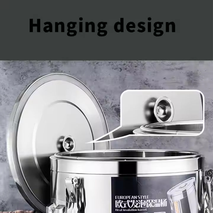 Stainless Steel Insulated Keep Warm Storage Barrel for Food & Liquid Storage - 30 Litres Capacity - 40 x 30 x 30 cm