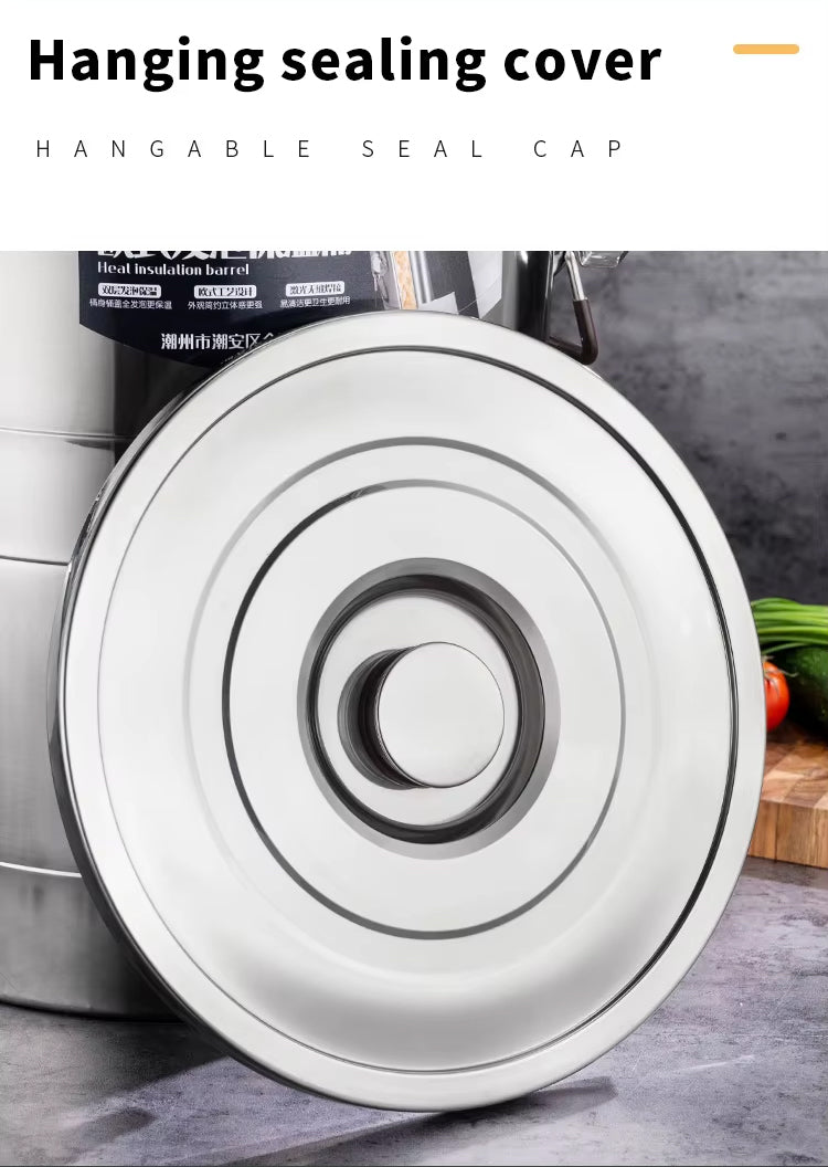 Stainless Steel Insulated Keep Warm Storage Barrel for Food & Liquid Storage - 30 Litres Capacity - 40 x 30 x 30 cm