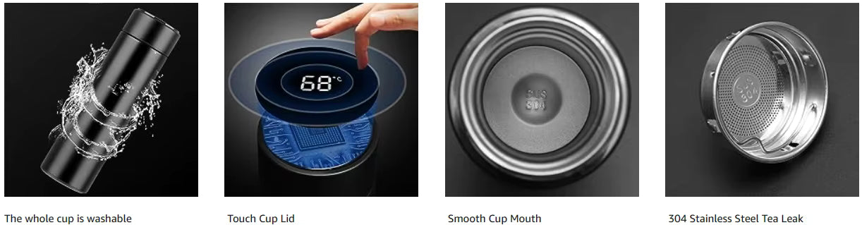 Smart LED Temperature Display Vacuum Flask 500ml with 304 Stainless Steel, Touch Screen, Anti-Skid Base & 12 Hour Hot & Cold Insulation