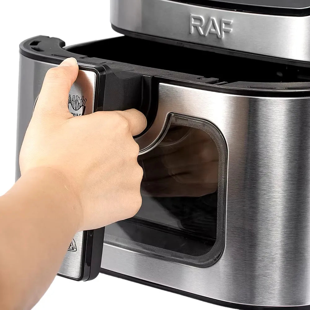 RAF 8L Smart Air Fryer with Tuya Mobile App Control, Stainless Steel Body, Temperature Control, Touch Screen - 1700W