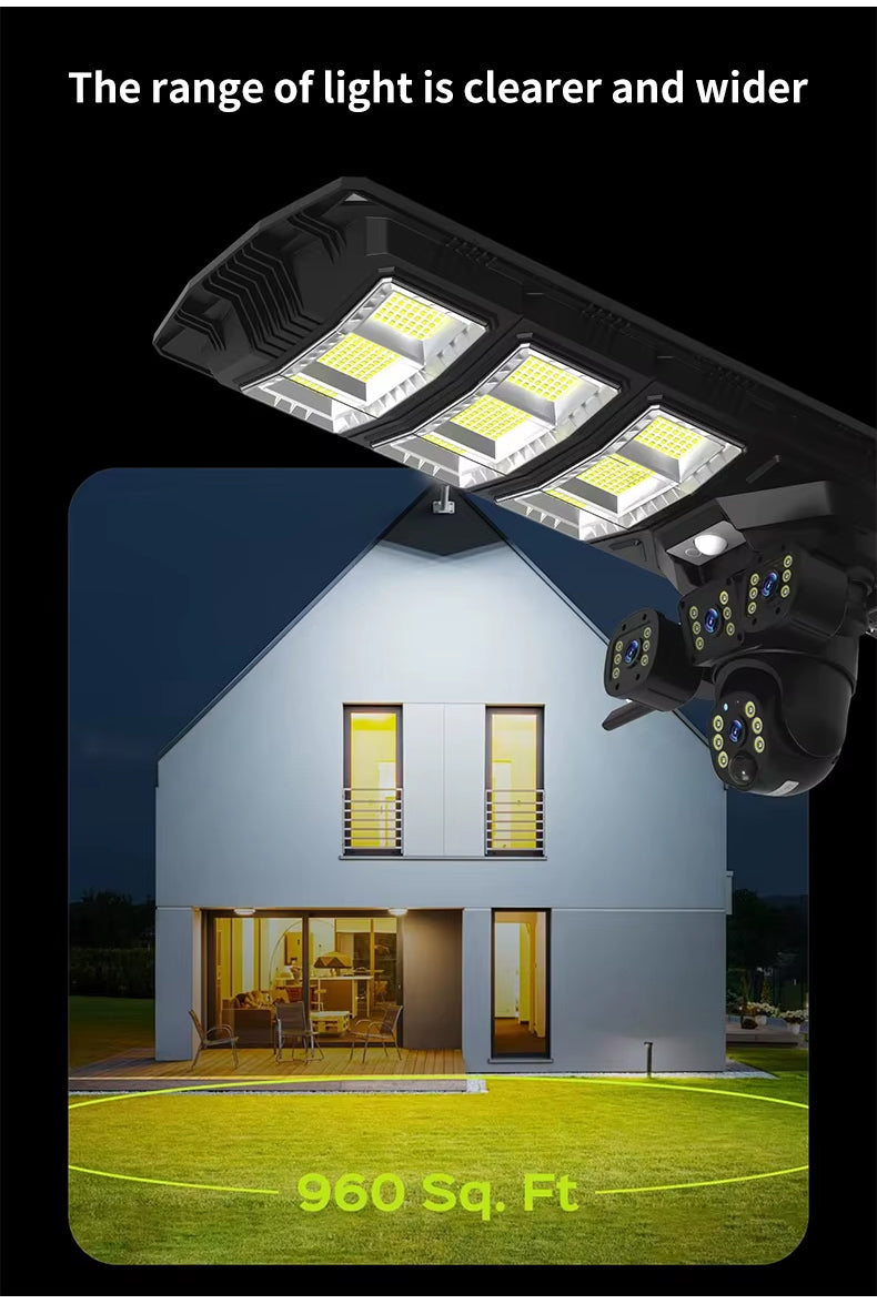 All-in-One Outdoor Solar Street Light with 4G & 4K AI Security Camera, Motion Sensing, Night Vision, 360° Pan-Tilt, Cloud Storage, Mobile App & Remote Control - 450 Watts