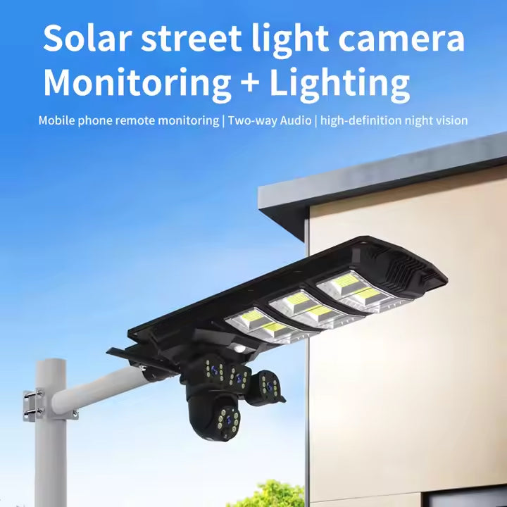 All-in-One Outdoor Solar Street Light with 4G & 4K AI Security Camera, Motion Sensing, Night Vision, 360° Pan-Tilt, Cloud Storage, Mobile App & Remote Control - 450 Watts
