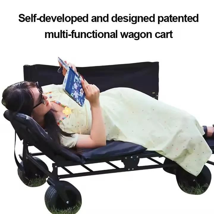 2-in-1 Heavy-Duty Outdoor Folding Wagon Cart & Seat for Multipurpose Usage