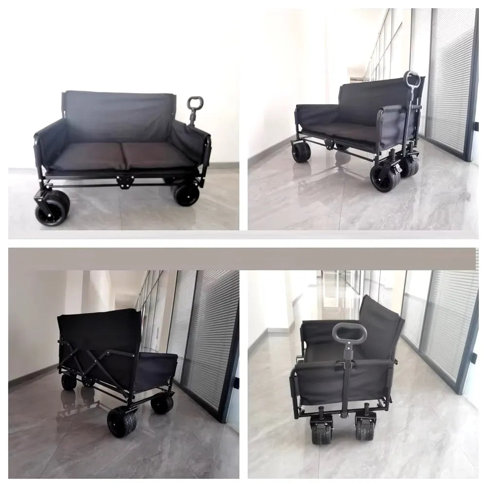 2-in-1 Heavy-Duty Outdoor Folding Wagon Cart & Seat for Multipurpose Usage