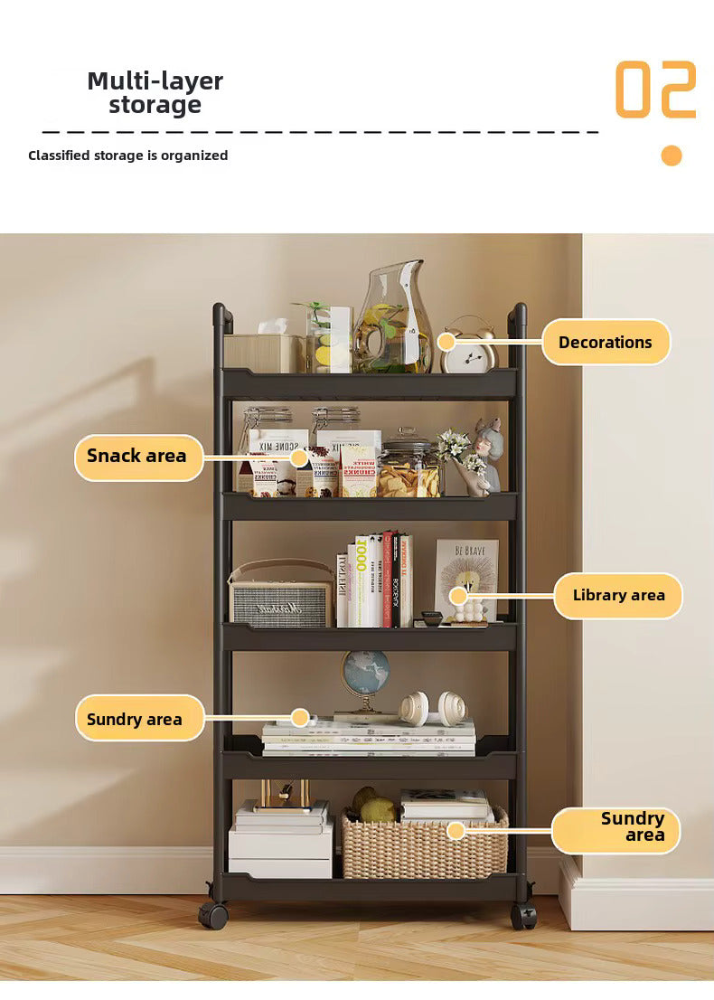 Multi-Tier Foldable Storage Rack – Portable, Space-Saving Organizer for Kitchen, Living Room & Pantry – 57 x 28 x 132 cm