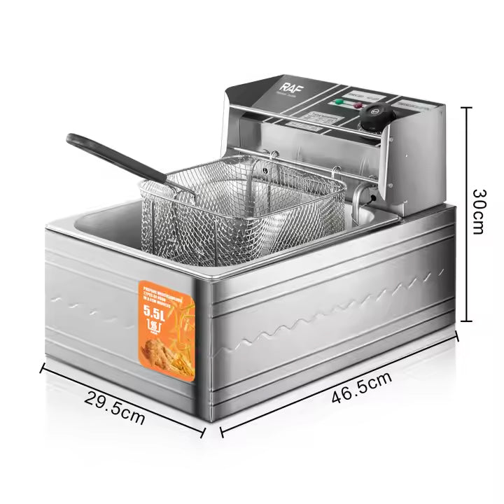 RAF 5.5L Deep Fryer with Rapid Heating, Timer & Accurate Temperature Control - 2500W