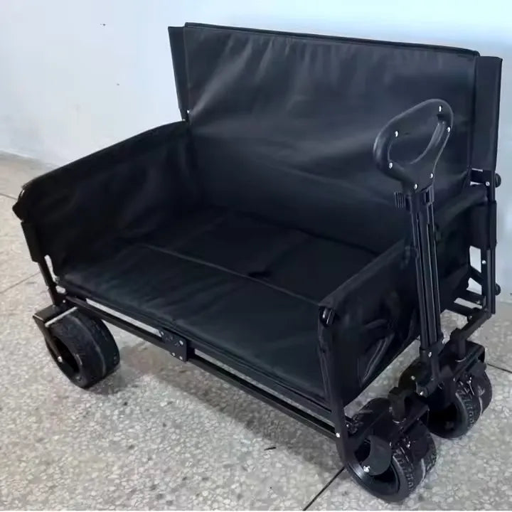 2-in-1 Heavy-Duty Outdoor Folding Wagon Cart & Seat for Multipurpose Usage