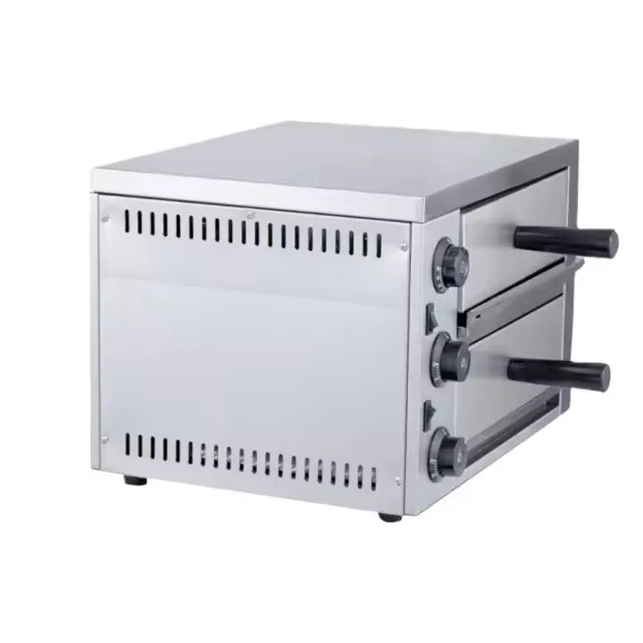 Double Tray Stainless Steel Electric Pizza Oven - 3.2KW - 50 x 48.5 x 35 cm
