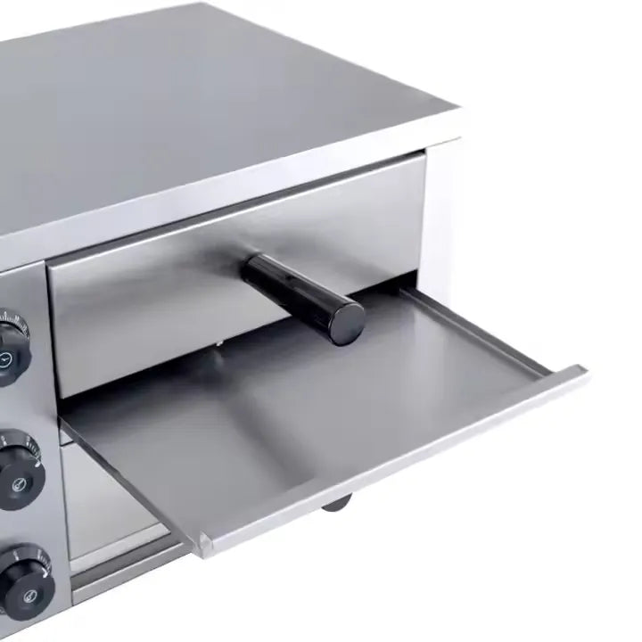 Double Tray Stainless Steel Electric Pizza Oven - 3.2KW - 50 x 48.5 x 35 cm
