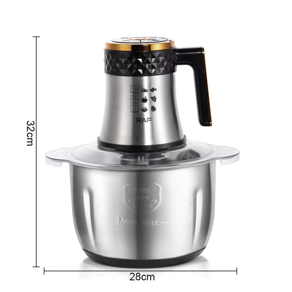 RAF 300W 3L Food Processor with Glass & Stainless Steel Bowls, 360° Sharp Blades & Easy Cleaning