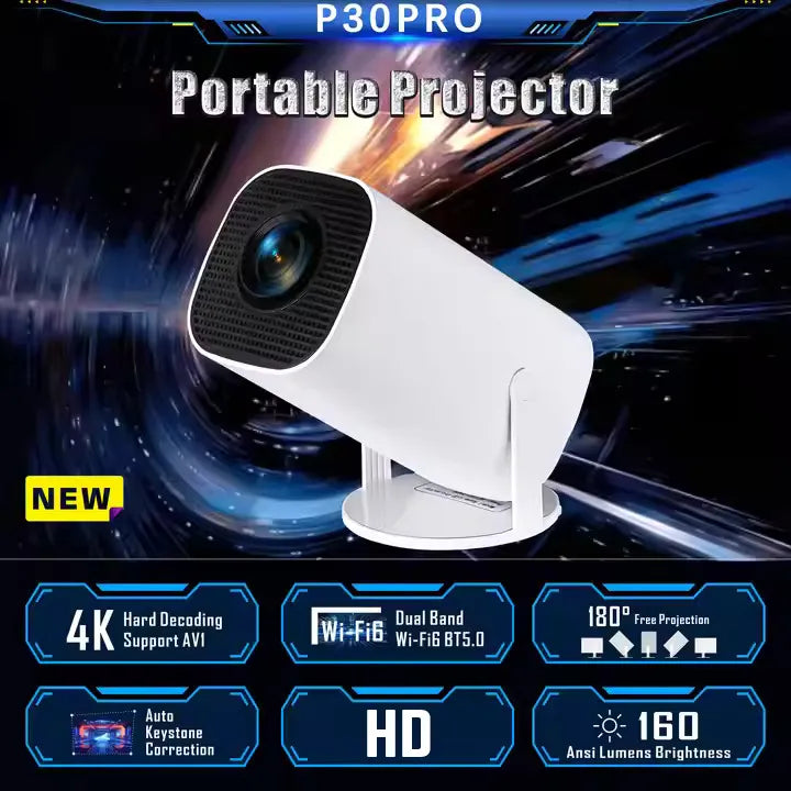Smart FHD Android Projector with WIFI 6 & 180° Rotatable Design