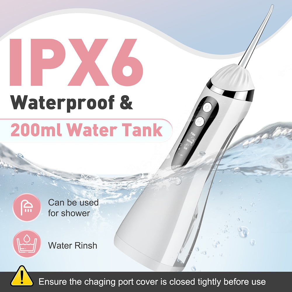 Rechargeable IPX6 Cordless Oral Irrigator with Pulsations, 4 Nozzles, 3 Modes & 360° Rotatable Tip – Portable Dental Water Flosser for Braces, Gums & Tongue Cleaning