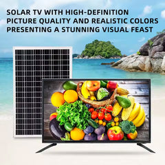GDLIFE Times 32-Inch Solar Powered HD TV Entertainment & Power Kit with 50W Panel, 60,000mAh Battery Dual LED Bulbs, Remote Control & Lighting Kit