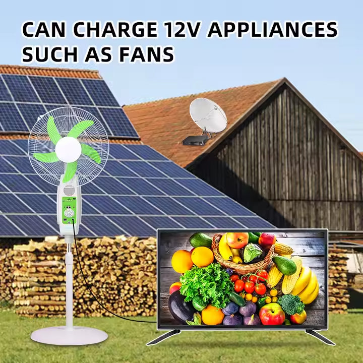 GDLIFE Times 32-Inch Solar Powered HD TV Entertainment & Power Kit with 50W Panel, 60,000mAh Battery Dual LED Bulbs, Remote Control & Lighting Kit