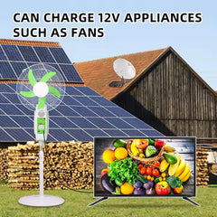 GDLIFE Times 32-Inch Solar Powered HD TV Entertainment & Power Kit with 50W Panel, 60,000mAh Battery Dual LED Bulbs, Remote Control & Lighting Kit