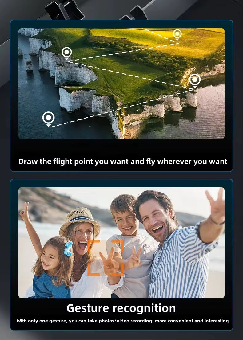 Power Aerial Smart RC Dual HD Camera Quadcopter Drone with 50X Zoom and 4“ LED Screen Remote, 360° Obstacle Avoidance, Optical Flow Hover, Gesture Control