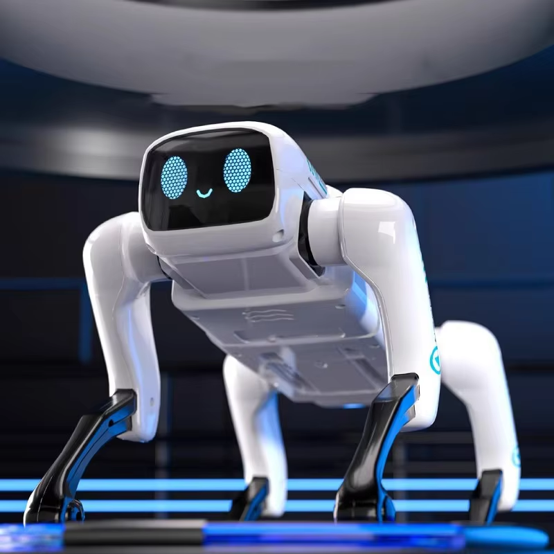 Mech Guardian Intelligent RC Robot Dog Toy with Water Bomb Launcher, LED Eyes, Dancing, and Educational Modes - Rechargeable & Mobile App Controllable