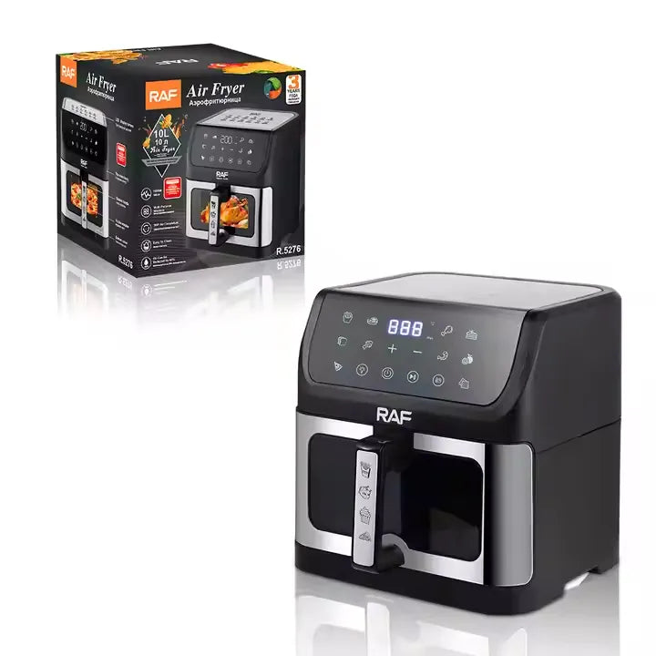 RAF Multifunctional Digital Air Fryer with Touch Screen Control, 360° air circulation and Visible Window for Healthy Cooking - 10L & 1800W