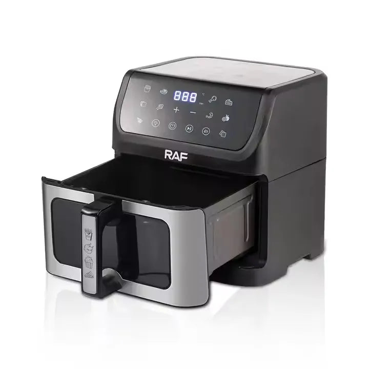 RAF Multifunctional Digital Air Fryer with Touch Screen Control, 360° air circulation and Visible Window for Healthy Cooking - 10L & 1800W