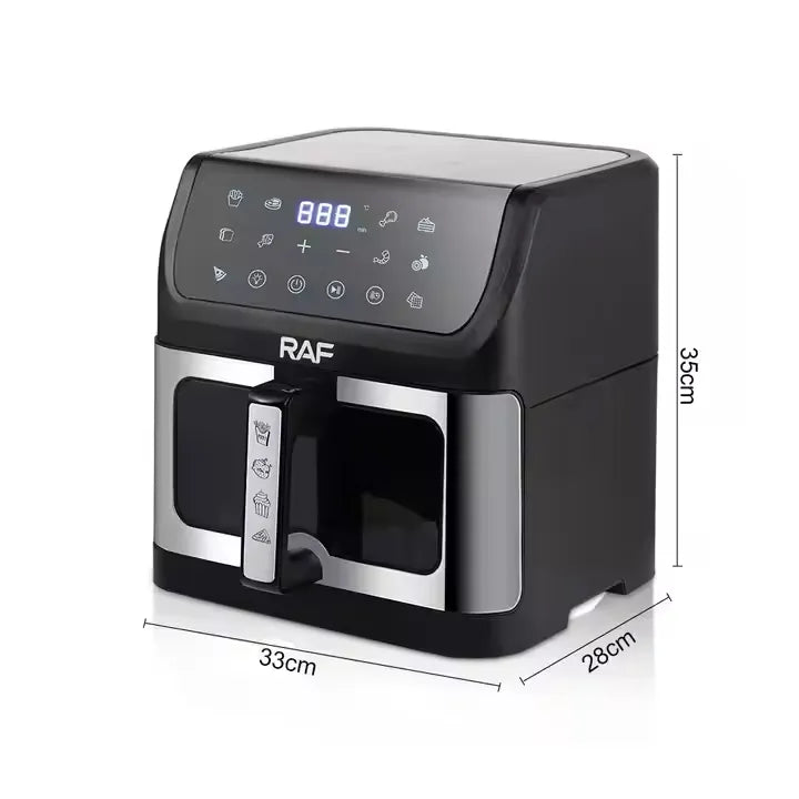 RAF Multifunctional Digital Air Fryer with Touch Screen Control, 360° air circulation and Visible Window for Healthy Cooking - 10L & 1800W