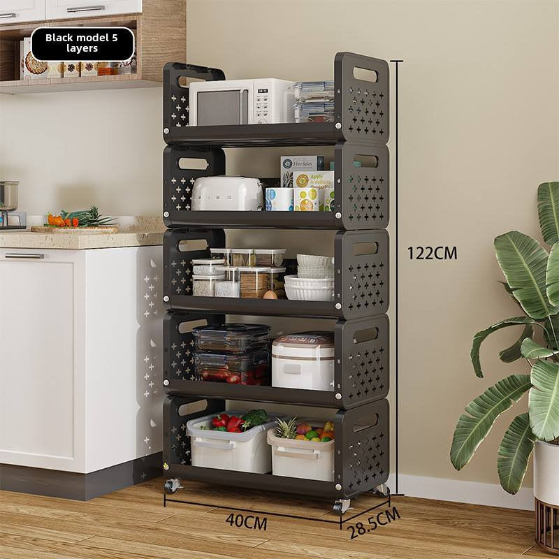 Multi Layer Movable Multipurpose Storage Rack with Wheels for Fruits, Vegetables, Snacks, Makeup, and Bathroom Essentials