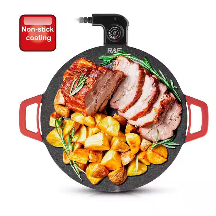 RAF 1800W Multifunctional Electric Baking Pan - 36cm Diameter - Non-Stick & Adjustable Temperature