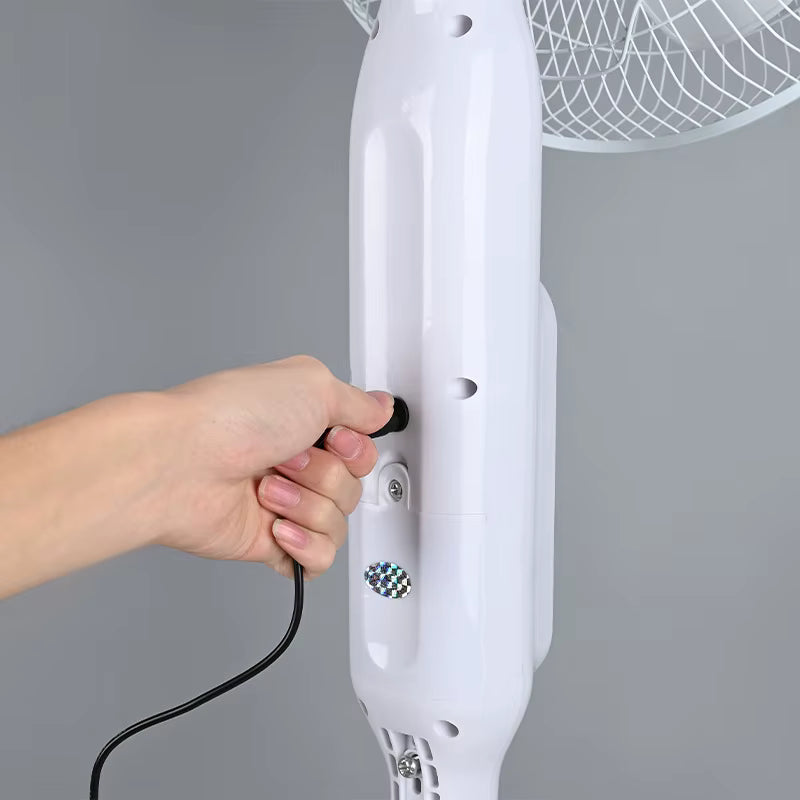 3-in-1 Rechargeable Solar Standing Fan – 16 Inch | Adjustable Height, LED Light, Speed Control & USB Charging Port