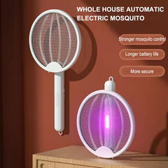 Rechargeable & Foldable Electric Fly & Bug Swatter Racket - Wall-Mountable & Standing Position