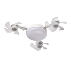 Drone Style Triple Head Ceiling Fan & LED Light with E27 Bulb Fit & Remote Control - Strong Wind & Energy Saving for Bedroom, Kitchen & Living Room
