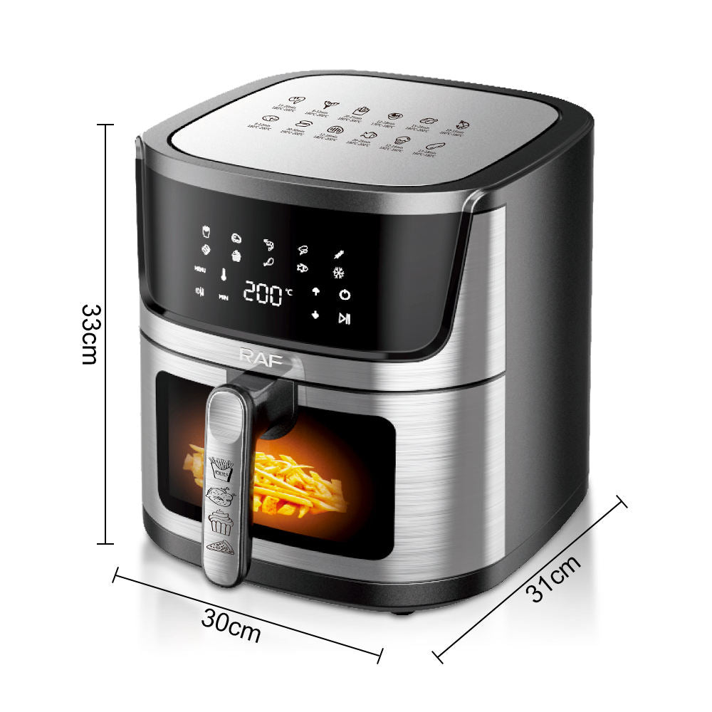 RAF 9L Digital Air Fryer with Touch Screen, 360° Hot Air Circulation, Oil-Free Cooking, Multipurpose Family-Sized Fryer - 1950W