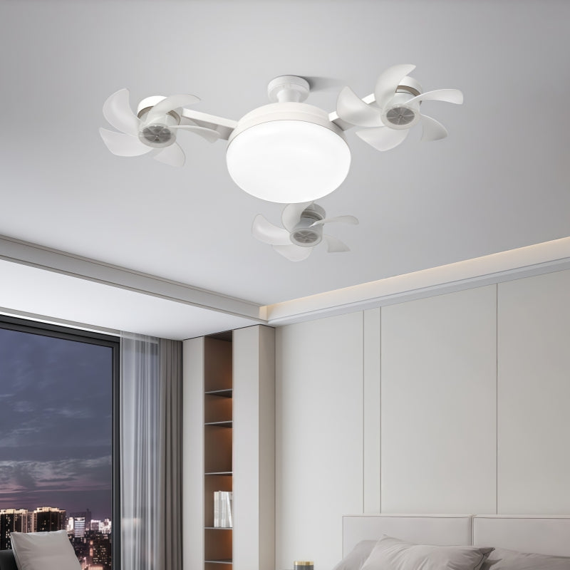 Drone Style Triple Head Ceiling Fan & LED Light with E27 Bulb Fit & Remote Control - Strong Wind & Energy Saving for Bedroom, Kitchen & Living Room