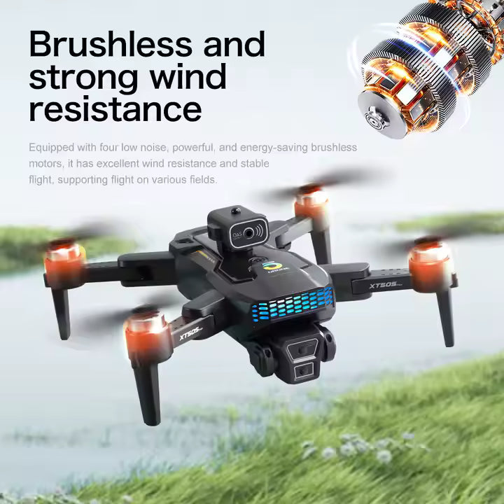 Power Aerial Smart RC Dual HD Camera Quadcopter Drone with 50X Zoom and 4“ LED Screen Remote, 360° Obstacle Avoidance, Optical Flow Hover, Gesture Control