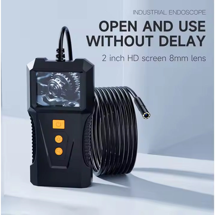 HD Industrial Endoscope Inspection Camera with 2.0" LCD Display, Waterproof & Adjustable LED Lights - 5 Meters Length