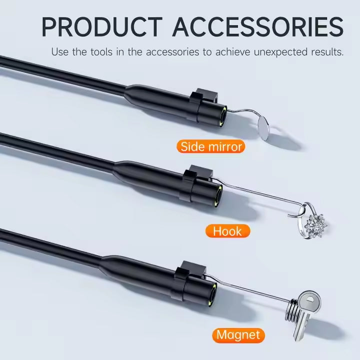 HD Industrial Endoscope Inspection Camera with 2.0" LCD Display, Waterproof & Adjustable LED Lights - 5 Meters Length