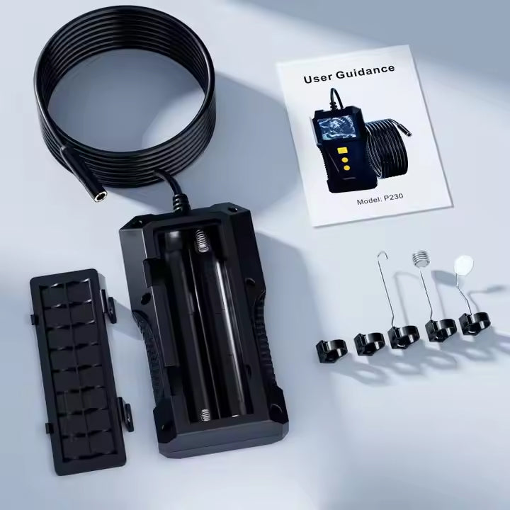 HD Industrial Endoscope Inspection Camera with 2.0" LCD Display, Waterproof & Adjustable LED Lights - 5 Meters Length