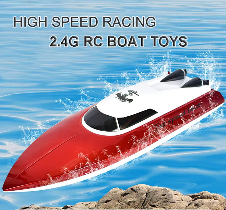 High-Speed Remote-Controlled Racing Toy Boat with 2.4GHz Radio Remote Control & Rechargeable Battery - 1500 mAh Battery & 25 KM/H Speed