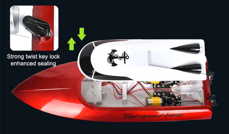 High-Speed Remote-Controlled Racing Toy Boat with 2.4GHz Radio Remote Control & Rechargeable Battery - 1500 mAh Battery & 25 KM/H Speed