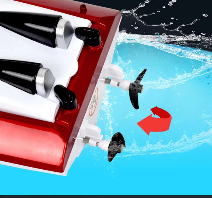 High-Speed Remote-Controlled Racing Toy Boat with 2.4GHz Radio Remote Control & Rechargeable Battery - 1500 mAh Battery & 25 KM/H Speed