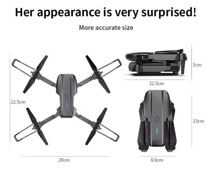 Smart RC Drone with Foldable Design, Dual 4K HD Cameras, Gesture Control, 360° Obstacle Avoidance & LED Flight Lighting