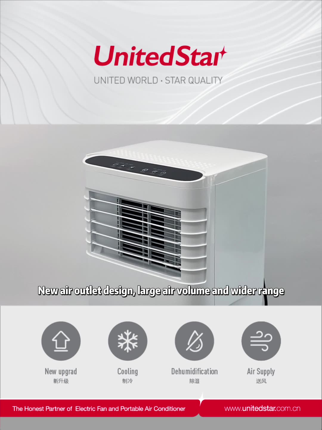 UnitedStar 7000 BTU Portable Air Conditioner with Dehumidifier, Fan Mode, Remote Control & Class A Energy Efficiency (2.05kW)